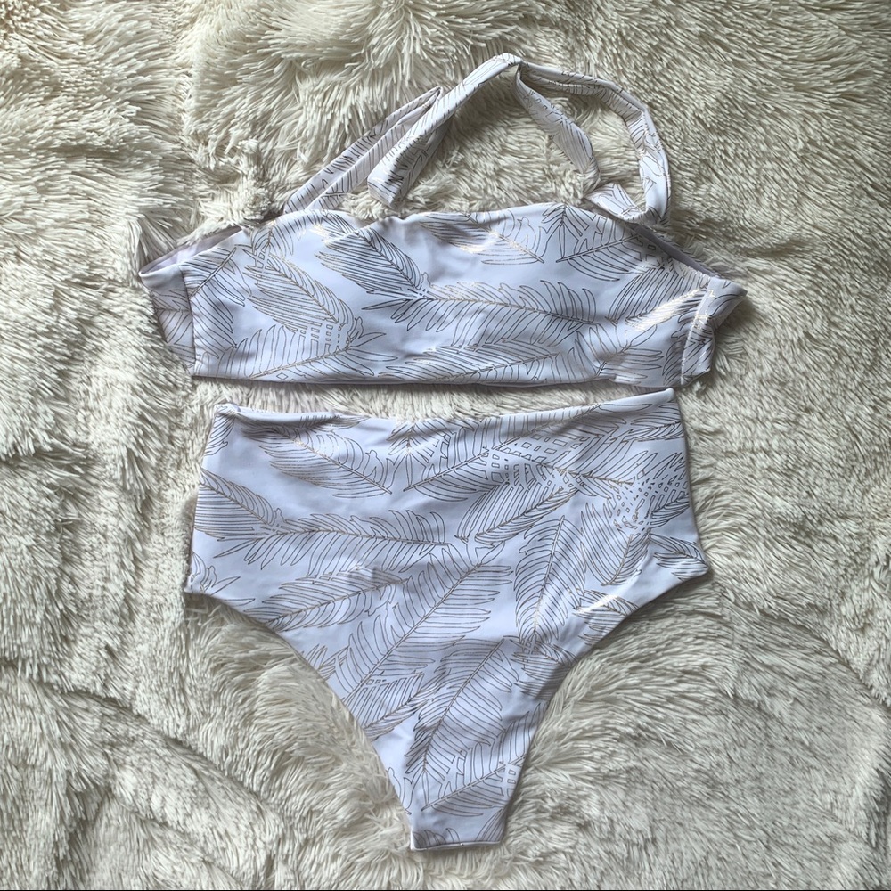 SHEIN Bandeau with High Waist Bikini Set